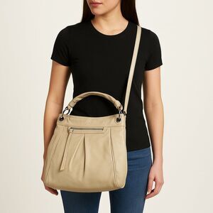 Coach Leather Parker Crossbody / Shoulder Hobo Bag Off-White Silver Hardware